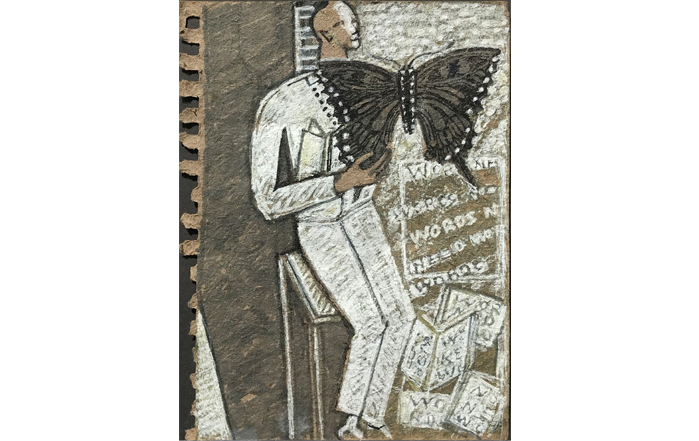 C.Douglas
CD06
Poet and Butterflies- I 
Mixed media on paper 
6 x 5 inches 
Available